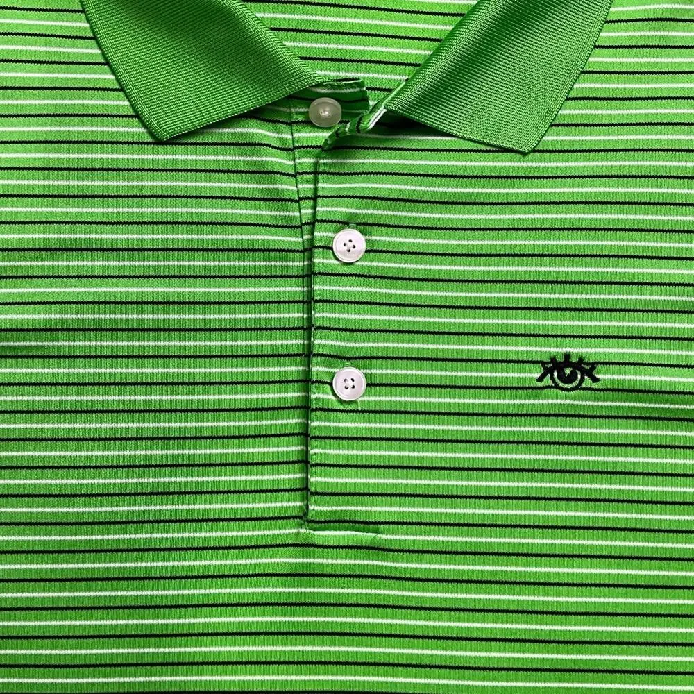 Men's Ashworth Golf Polo Activewear 3XL Green White Black Pin Stripe - Picture 10 of 13